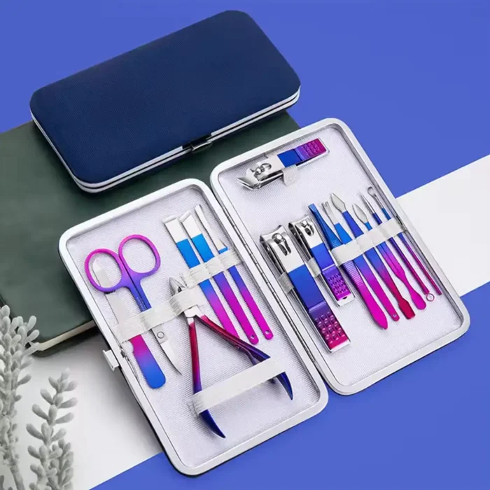 Colorful Stainless Steel 7-15 Piece Beauty Nail and Eyebrow Repair Set Manicure Set Nail Clippers