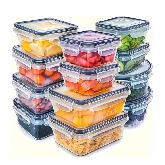 8-PC BPA-Free Airtight Food Containers with Locking Lids - Microwave/Freezer Safe PP Plastic Storage for Dry Goods/Fruit/Veggies