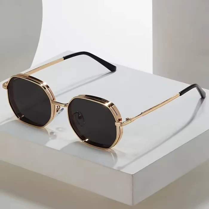 Unisex Polycarbonate Square Thick Rim Metal Sunglasses UV Protection Sunscreen Driving Daily Use Fashionable Eyewear