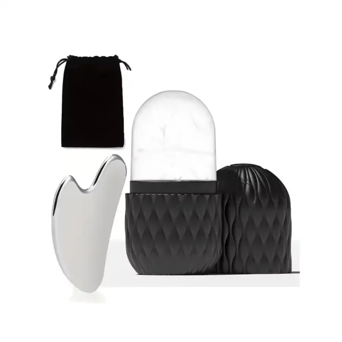 Ice Roller & Stainless Steel Gua Sha Set for Face Eye and Neck Skin Care Beauty Tools to Brighten Skin and Enhance Natural Glow Set